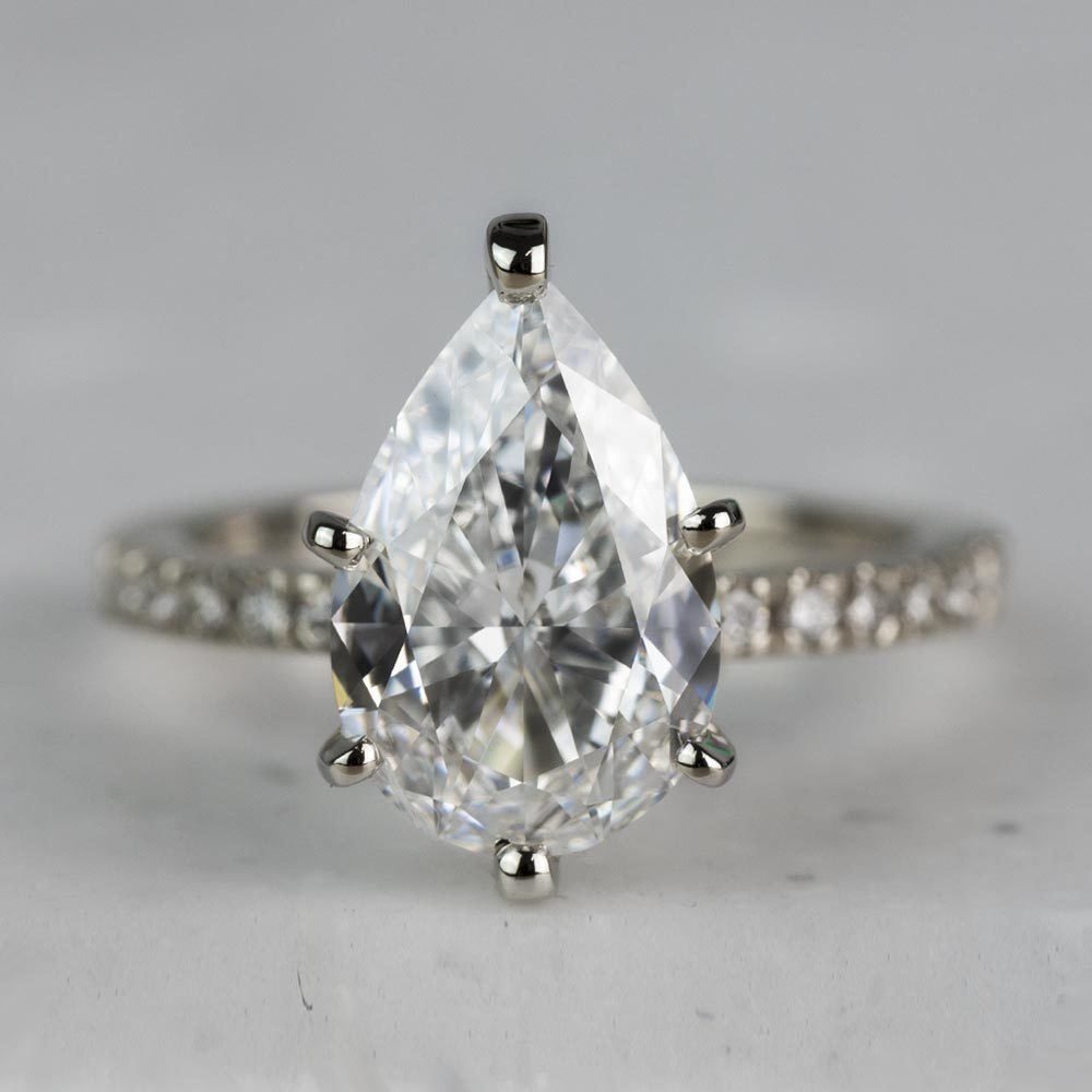 2.00 Carat Pear Diamond Petite Pave Diamond Engagement Ring