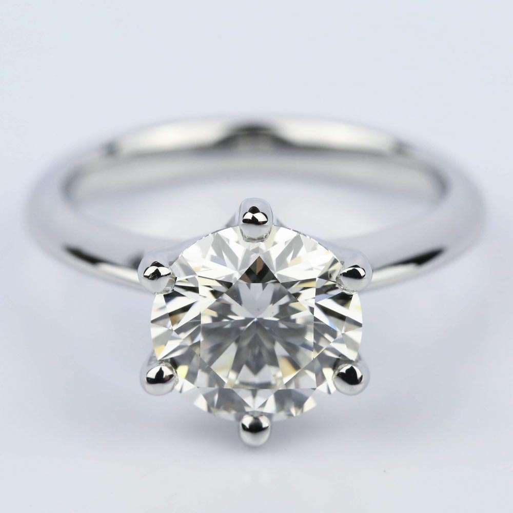 Six Prong Round Diamond Engagement Ring (2.38 Ct)