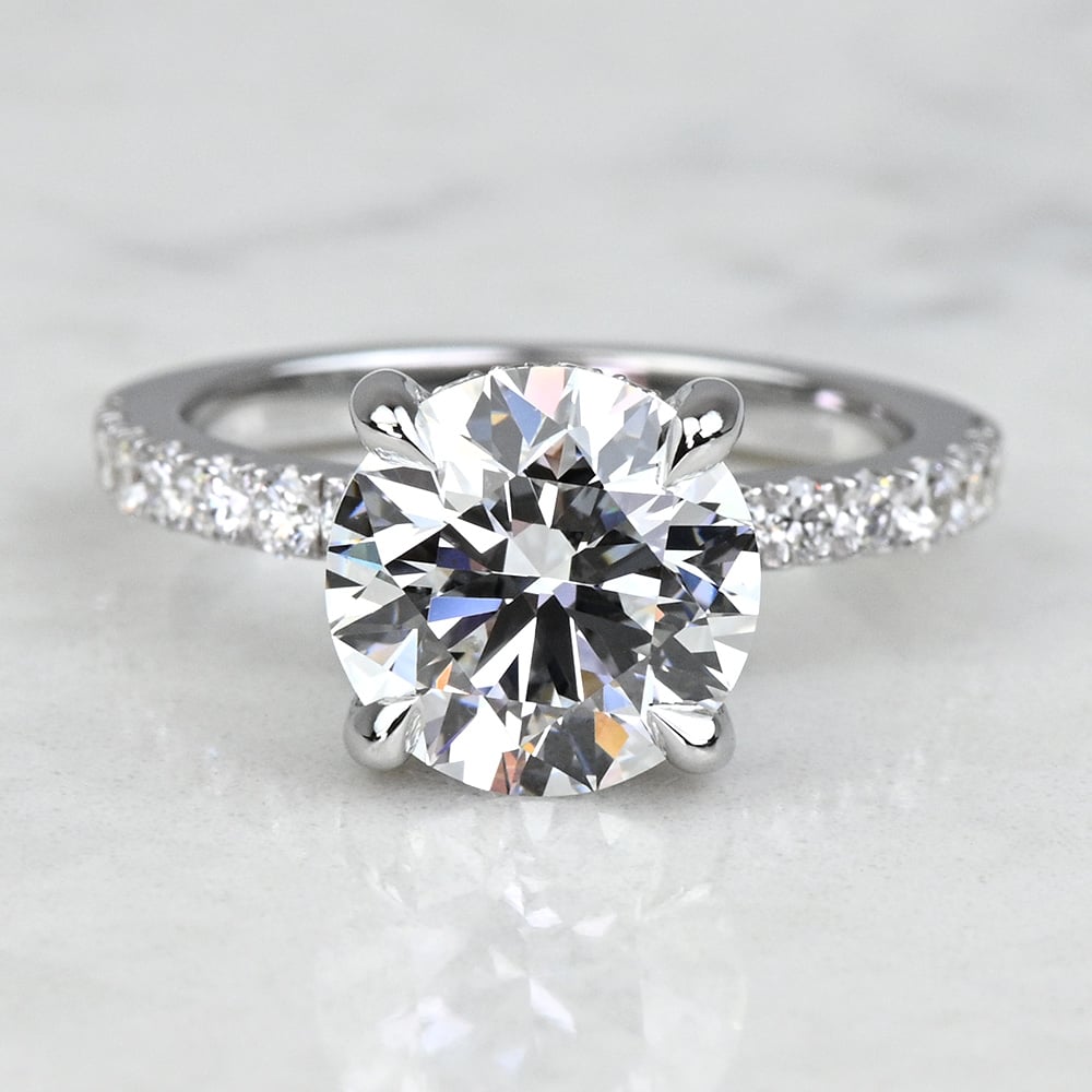 2.50 Carat Lab Grown Round Diamond Custom Hidden Halo Engagement Ring