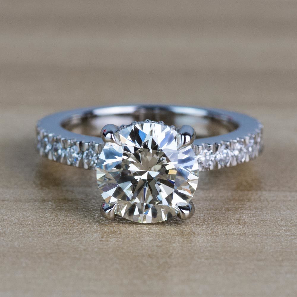 2.50 Carat Round Diamond Petite Pave Engagement Ring
