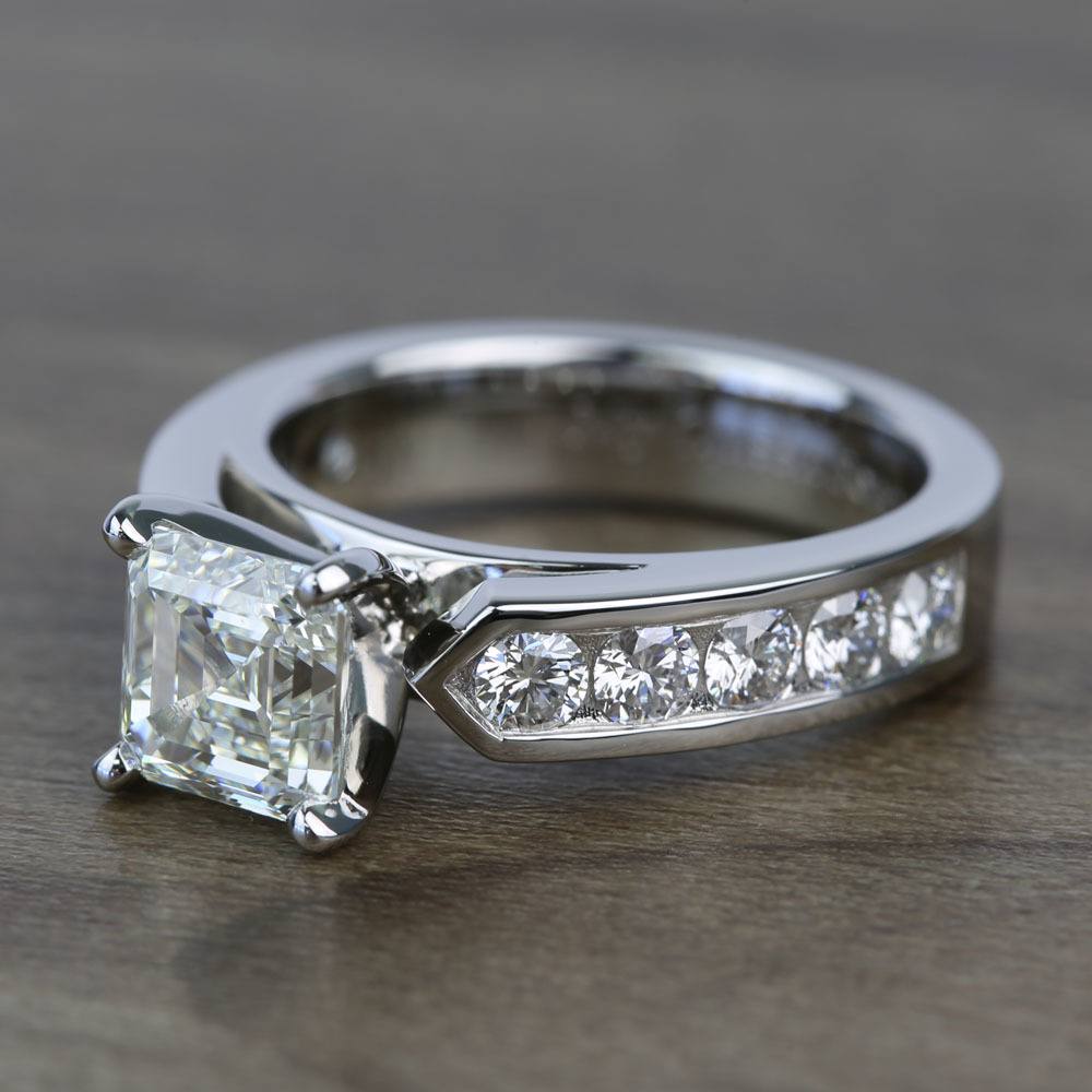 2 Carat Asscher Cut Diamond Channel Engagement Ring