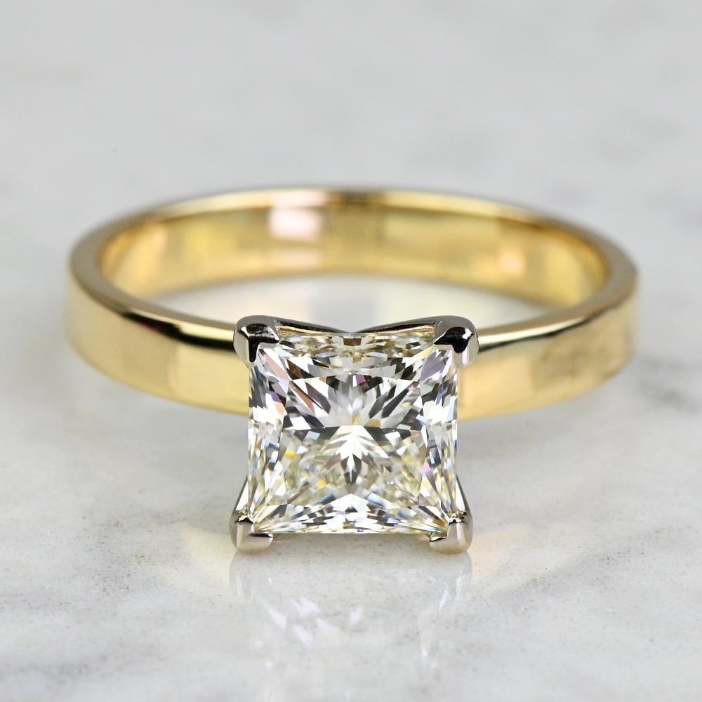 Princess Cut 2 Carat IGI GIA Certified Natural Diamond Ring Set