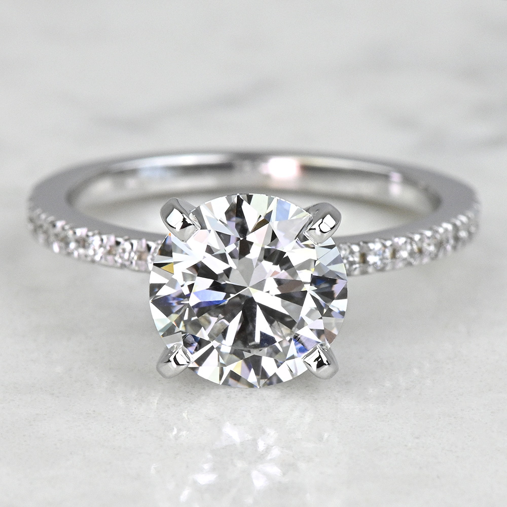 2 Carat Lab Grown Round Diamond Petite Pave Engagement Ring