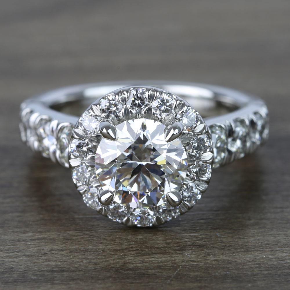 2 Carat Diamond Round Halo Engagement Ring