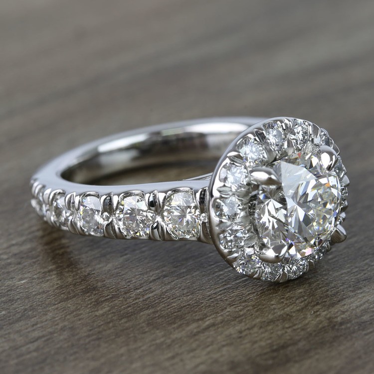 2 Carat Diamond Round Halo Engagement Ring