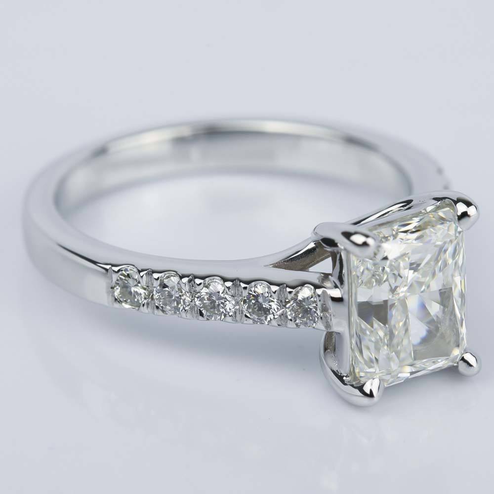 2 Carat Radiant Cut Diamond Ring In 14K White Gold