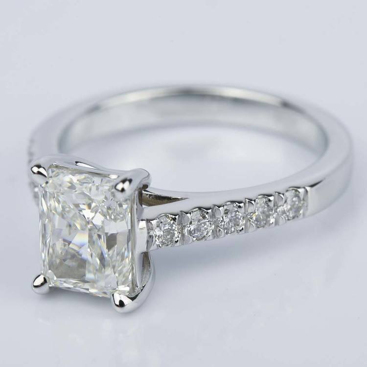 2 Carat Radiant Cut Diamond Ring In 14K White Gold