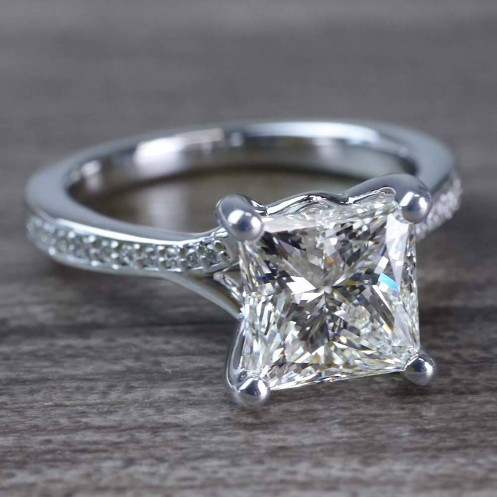 2.50 Carat Princess Cut Diamond Split Shank Engagement Ring