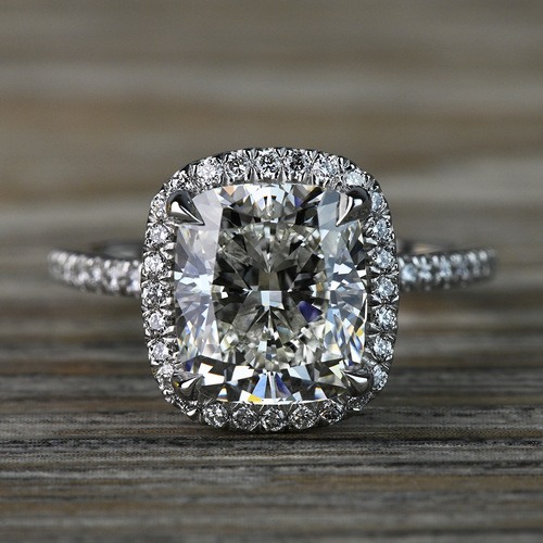 1 Carat Custom Antique Emerald Halo Diamond Engagement Ring