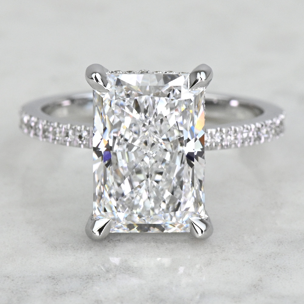 4 Carat Lab Created Radiant Diamond Petite Pave Engagement Ring with ...