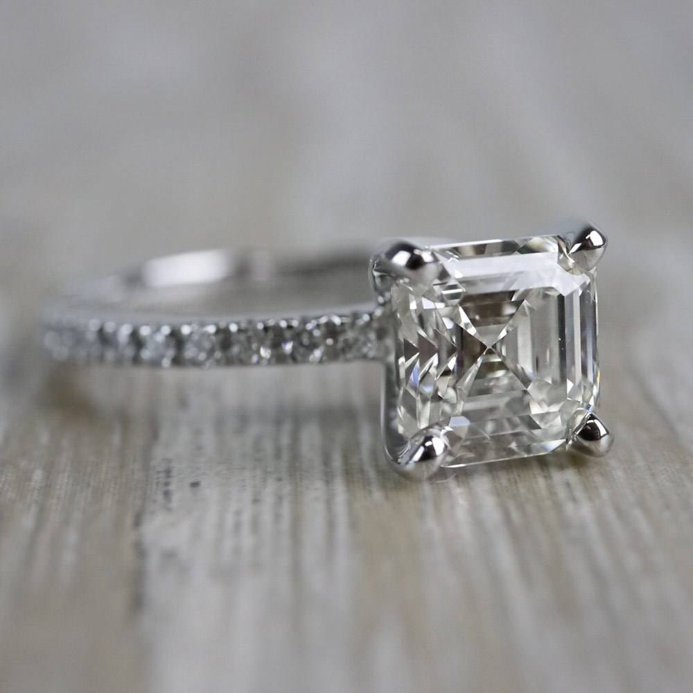 Absolutely Stunning Asscher Cut Diamond Platinum Engagement Ring