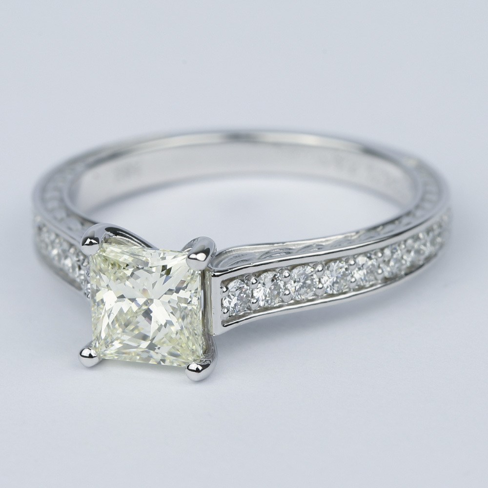 Antique Floral Princess Diamond Engagement Ring (1.25 Carat)