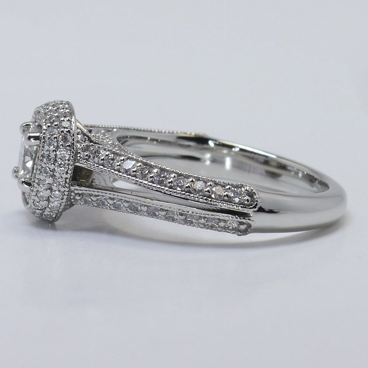 Vintage Split Shank Halo Diamond Engagement Ring | 0.60 Ct.