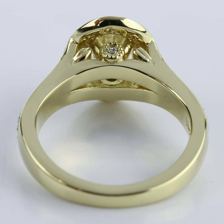 Oval Diamond Halo Engagement Ring In Yellow Gold