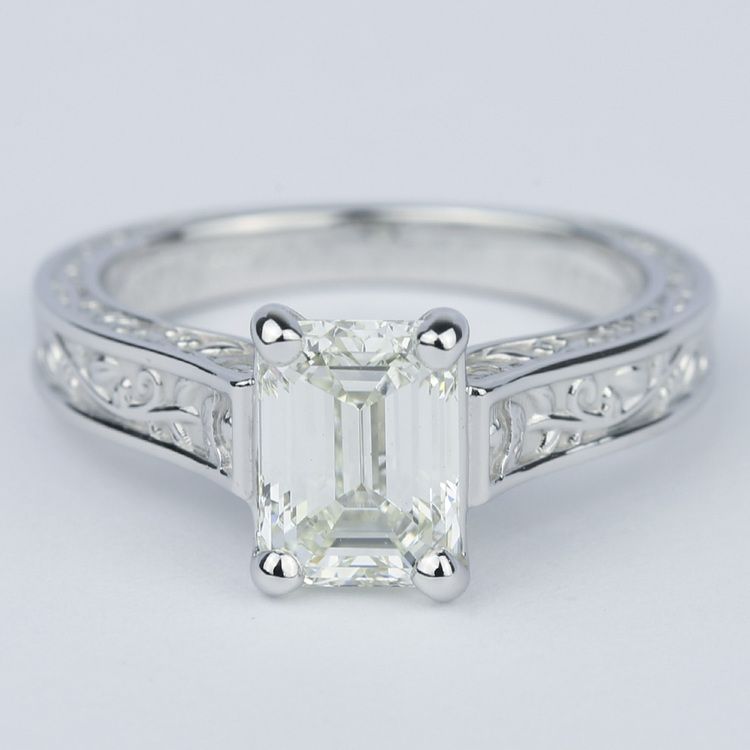 Antique Floral Emerald Diamond Engagement Ring (1.70 ct.)