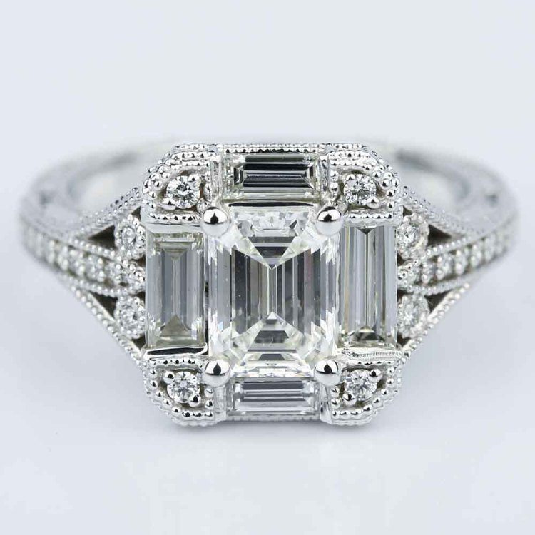 Emerald Cut Diamond Engagement Ring 