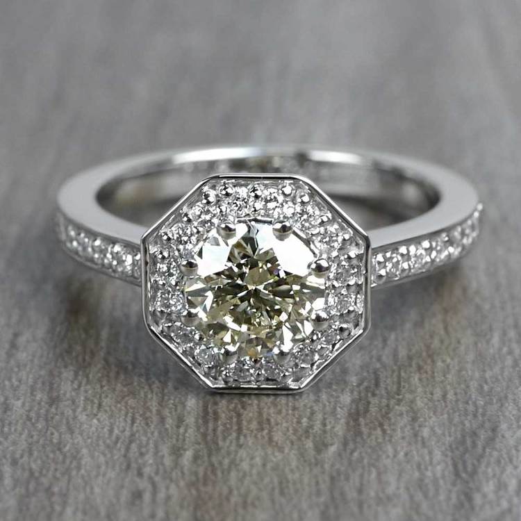 Art Deco Style 0 80 Round Carat Halo Diamond Ring