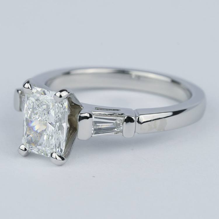 Radiant Diamond Engagement Ring with Baguette Side Diamonds