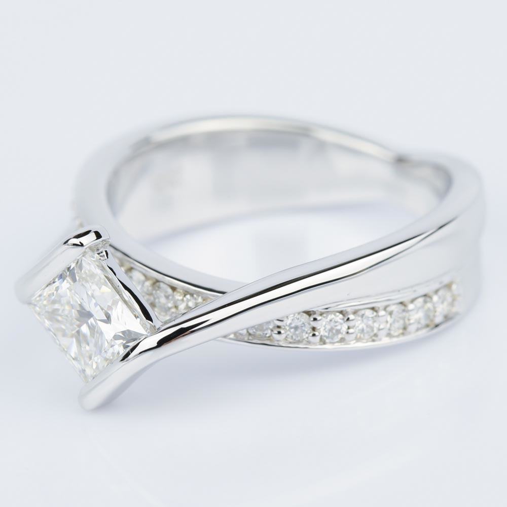 One Carat Bezel Diamond Bridge Engagement Ring