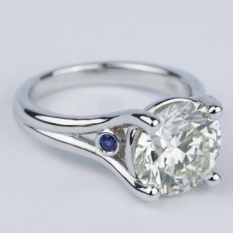 Blue Sapphire Accent Diamond Engagement Ring (3 Carat)