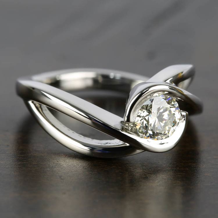 Modern Bypass Diamond Engagement Ring In Platinum