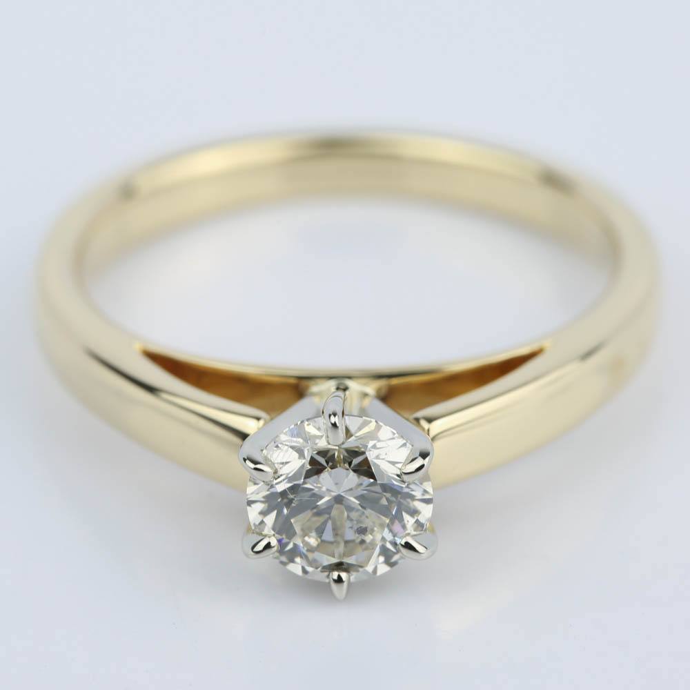 Yellow Gold Cathedral Six-Prong Engagement Ring (0.70 Ct)