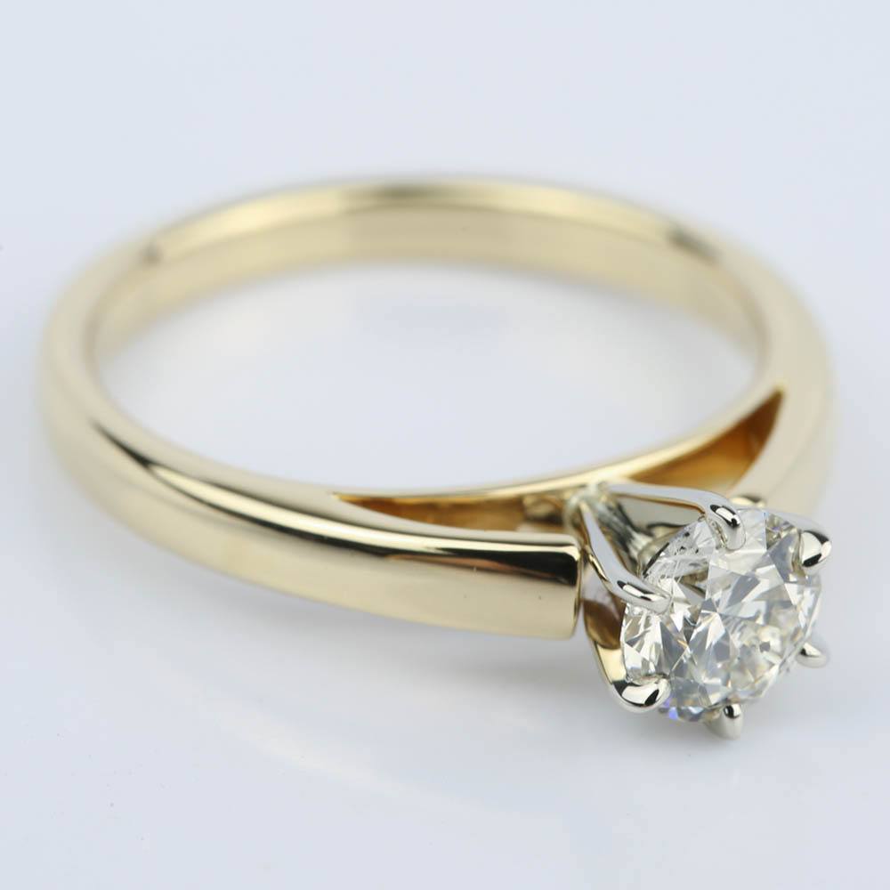 Yellow Gold Cathedral Six-Prong Engagement Ring (0.70 Ct)