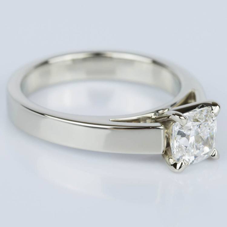 Cathedral Solitaire Cushion Diamond Engagement Ring 104 Ct 7869