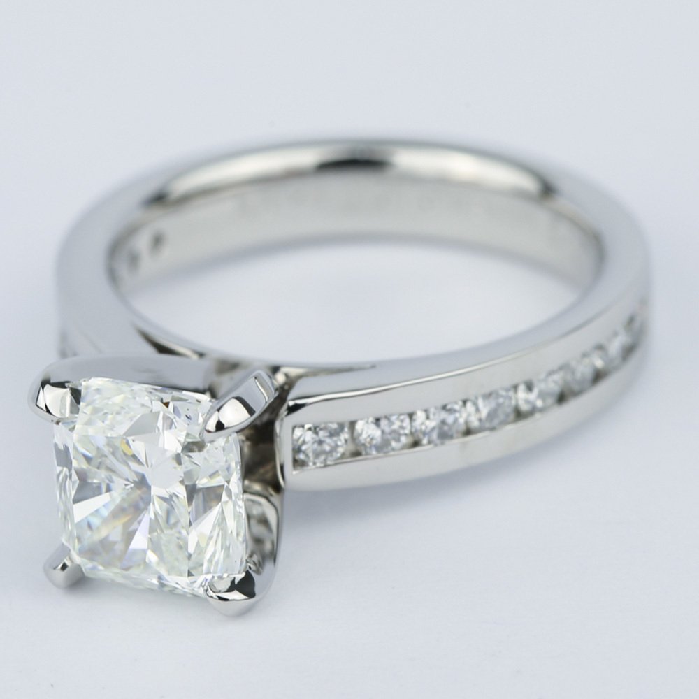 Channel Cathedral Cushion Diamond Engagement Ring (2 Carat)