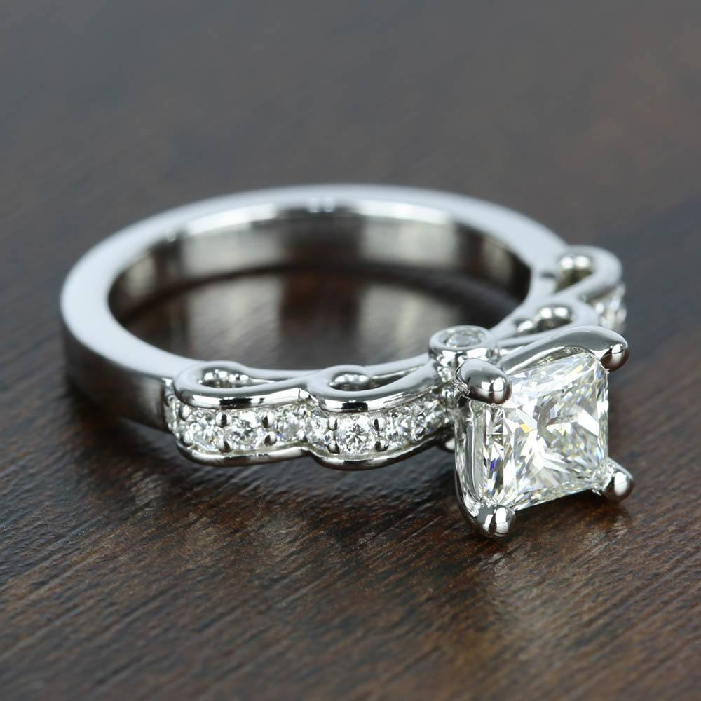 One Carat Ribbon Diamond Engagement Ring In White Gold