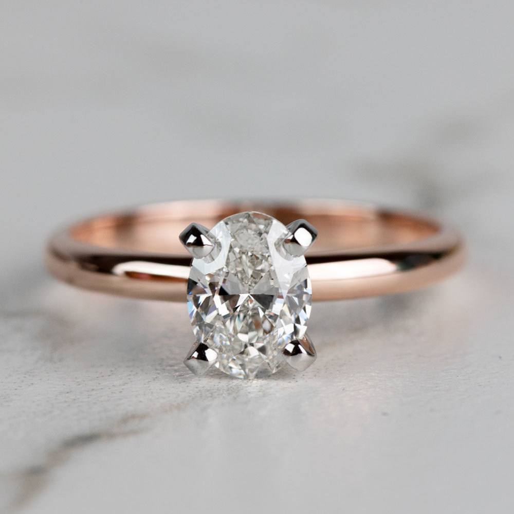 Classic Rose Gold Oval Diamond Solitaire Engagement Ring