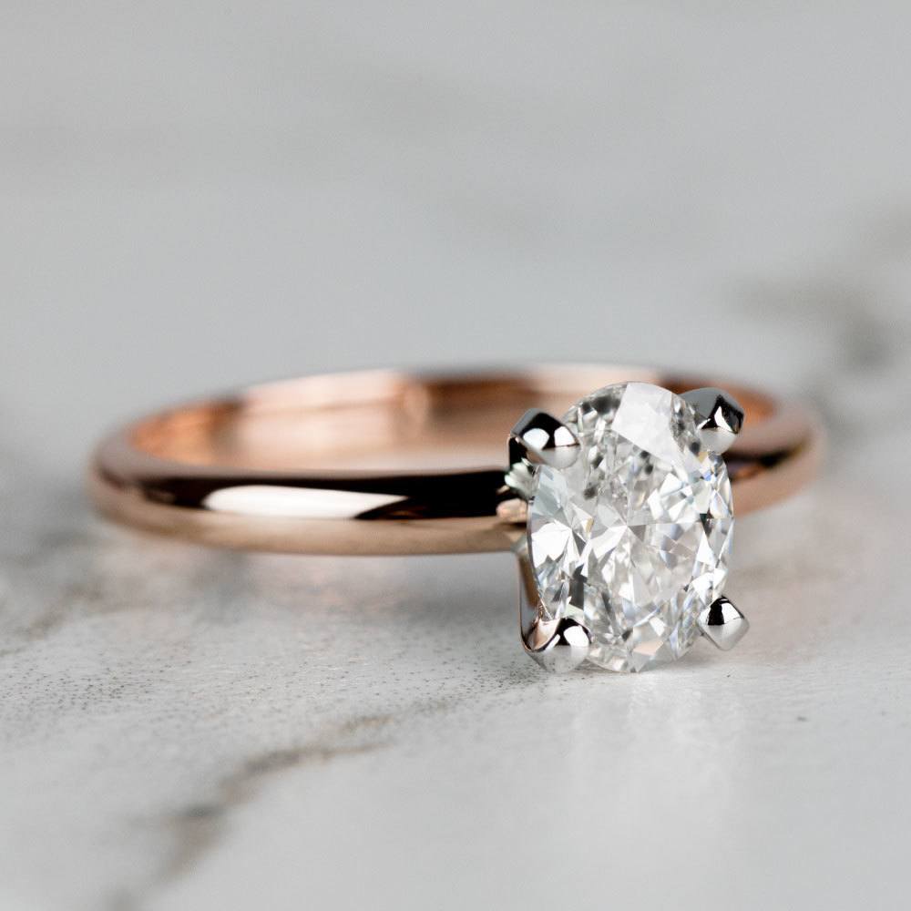 Classic Rose Gold Oval Diamond Solitaire Engagement Ring