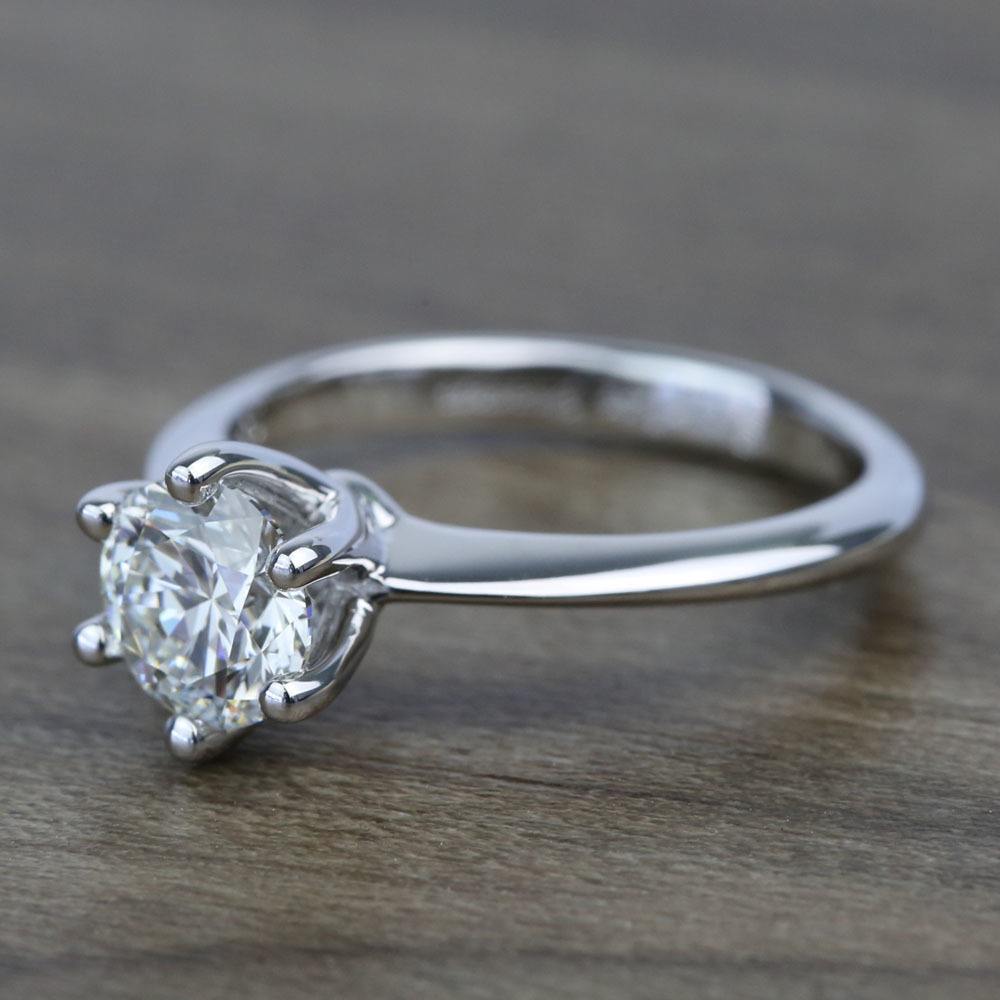 Six Prong Round Diamond Engagement Ring In White Gold