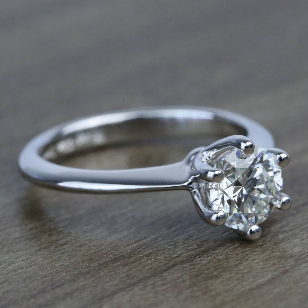 Six Prong Round Diamond Engagement Ring In White Gold