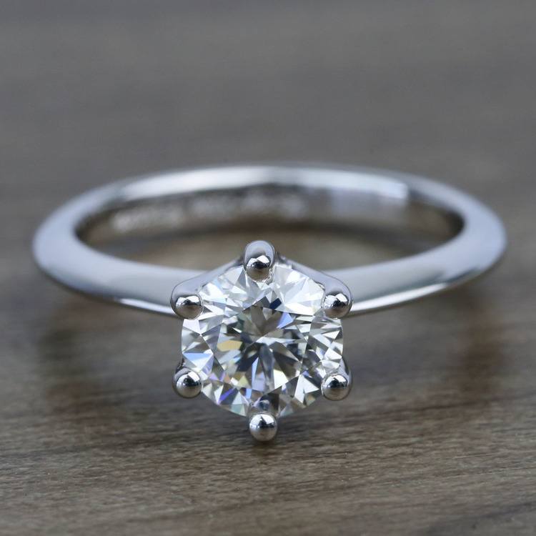 Classic Six Prong Solitaire Round Diamond Engagement Ring (0.92 Carat)