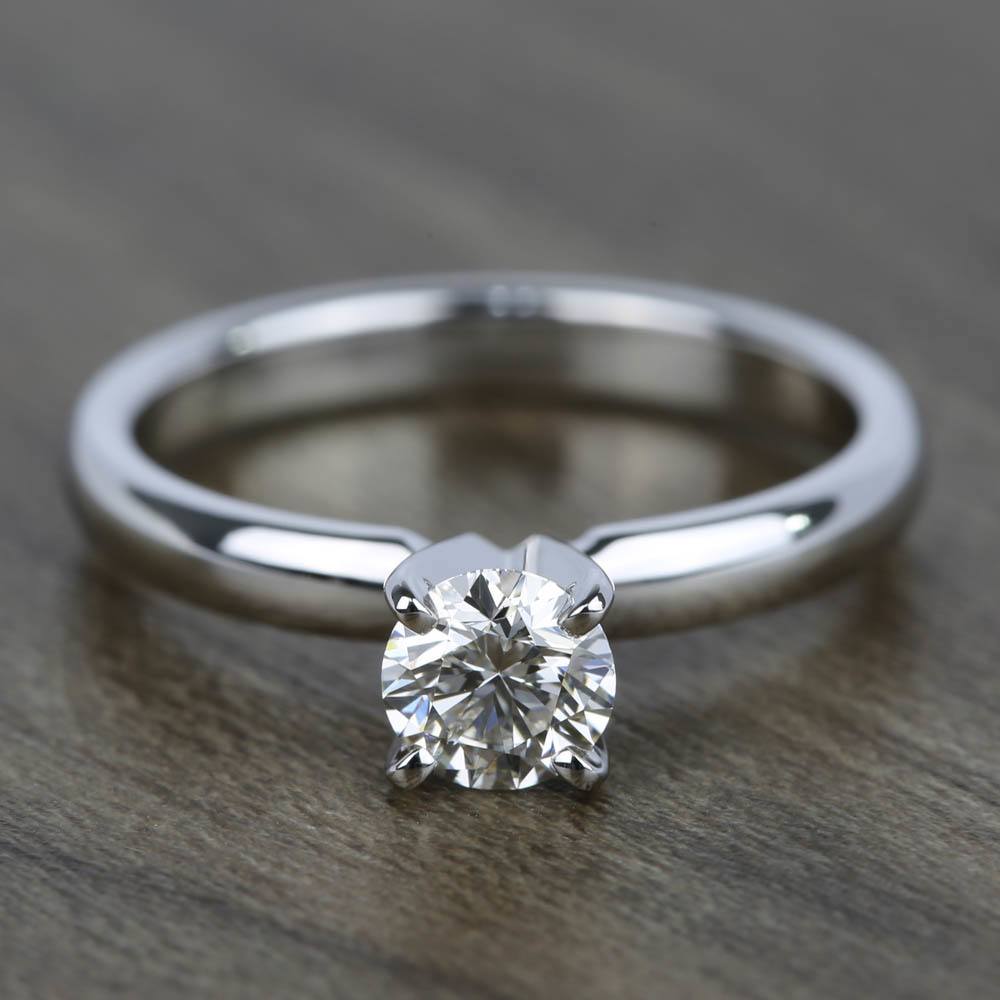 Classic 1/2 Carat Round Diamond Ring In White Gold