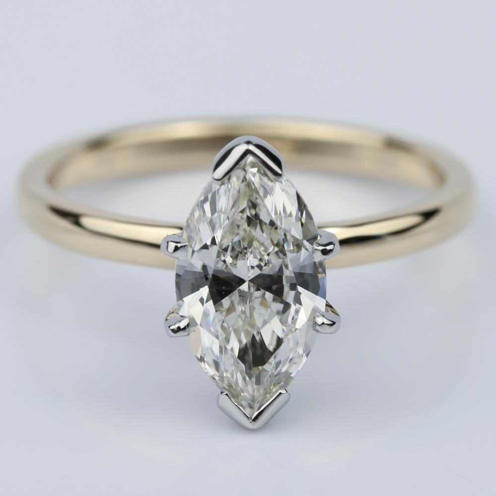 Marquise Diamond Engagement Ring In Yellow Gold 