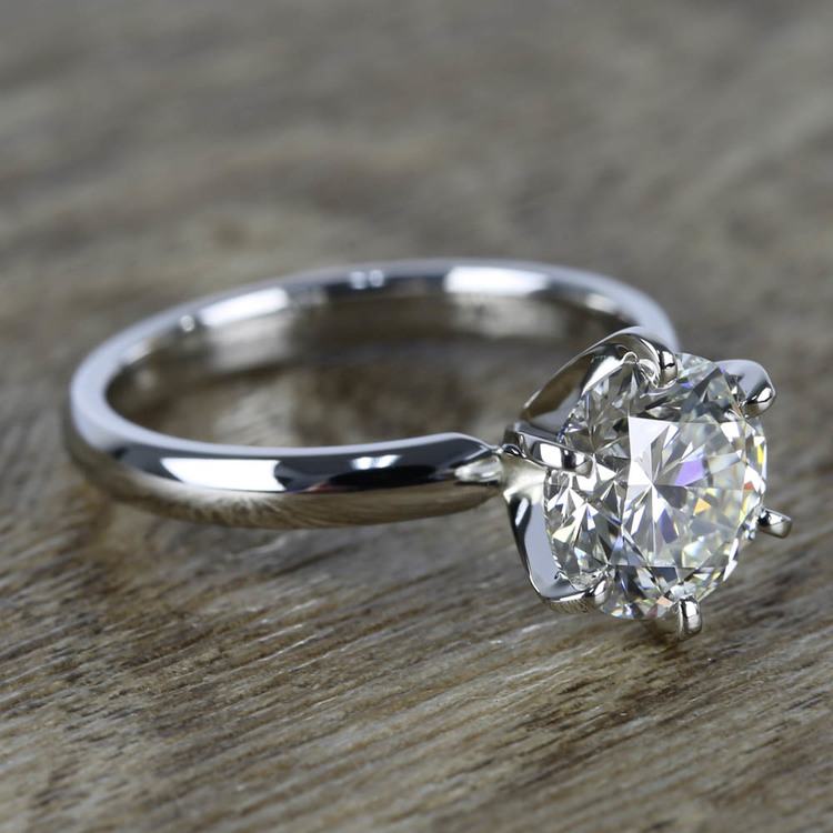 2 Carat Round Diamond Engagement Ring In Platinum