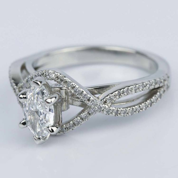 Split-Shank Marquise Cut Diamond Engagement Ring