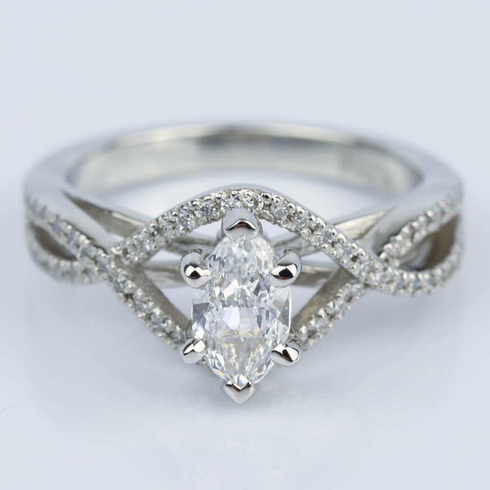 Split-Shank Marquise Cut Diamond Engagement Ring