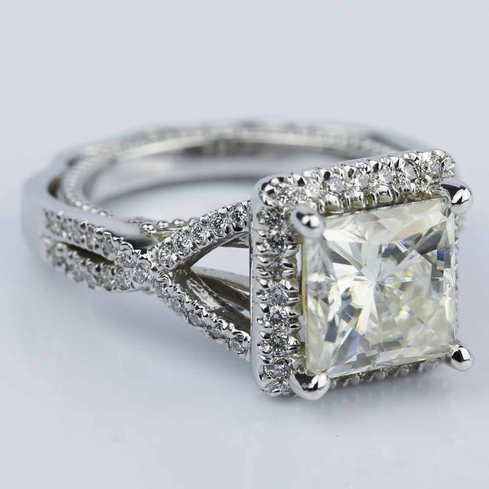 Princess Cut Moissanite Engagement Ring In 14k White Gold 5452