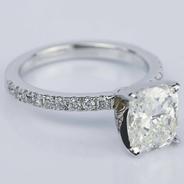 Cushion Diamond Engagement Ring with Claw Prongs (2 Carat)