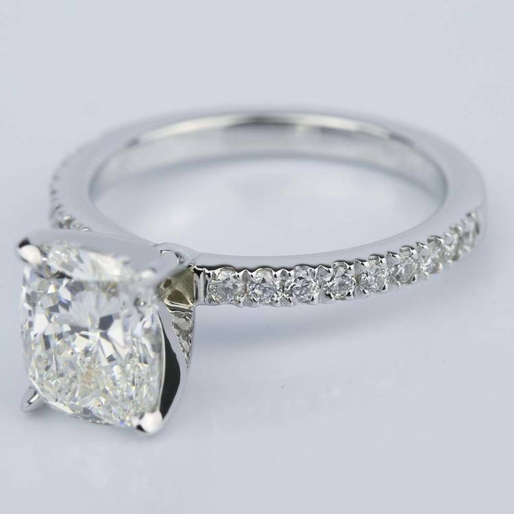 Cushion Diamond Engagement Ring with Claw Prongs (2 Carat)