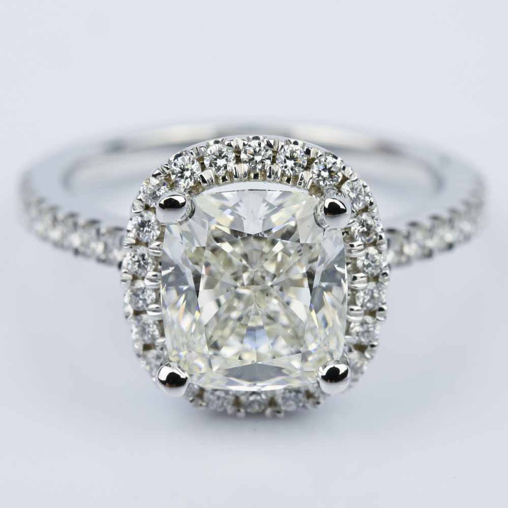 Cushion Cut Halo Diamond Engagement Ring In White Gold