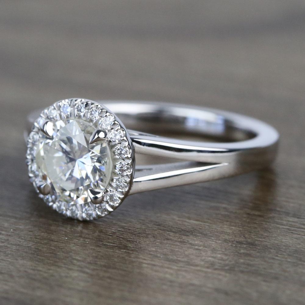 1.25 Carat Diamond Halo Ring In 14K White Gold