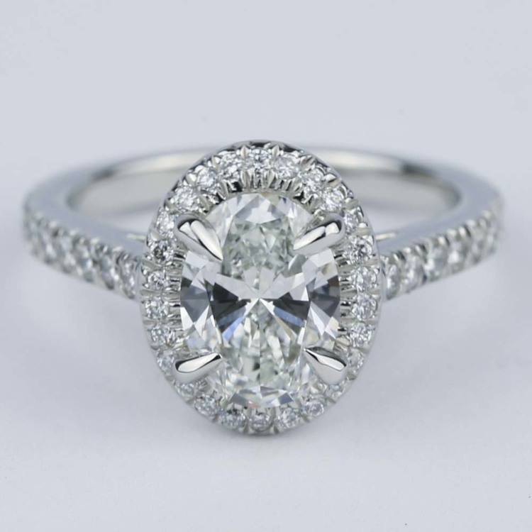 Micro-Pave Halo Engagement Ring with Oval Diamond (1.32 ct.)
