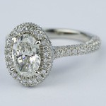 Custom Three-Sided Pave Engagement Ring With Oval Cut Diamond
