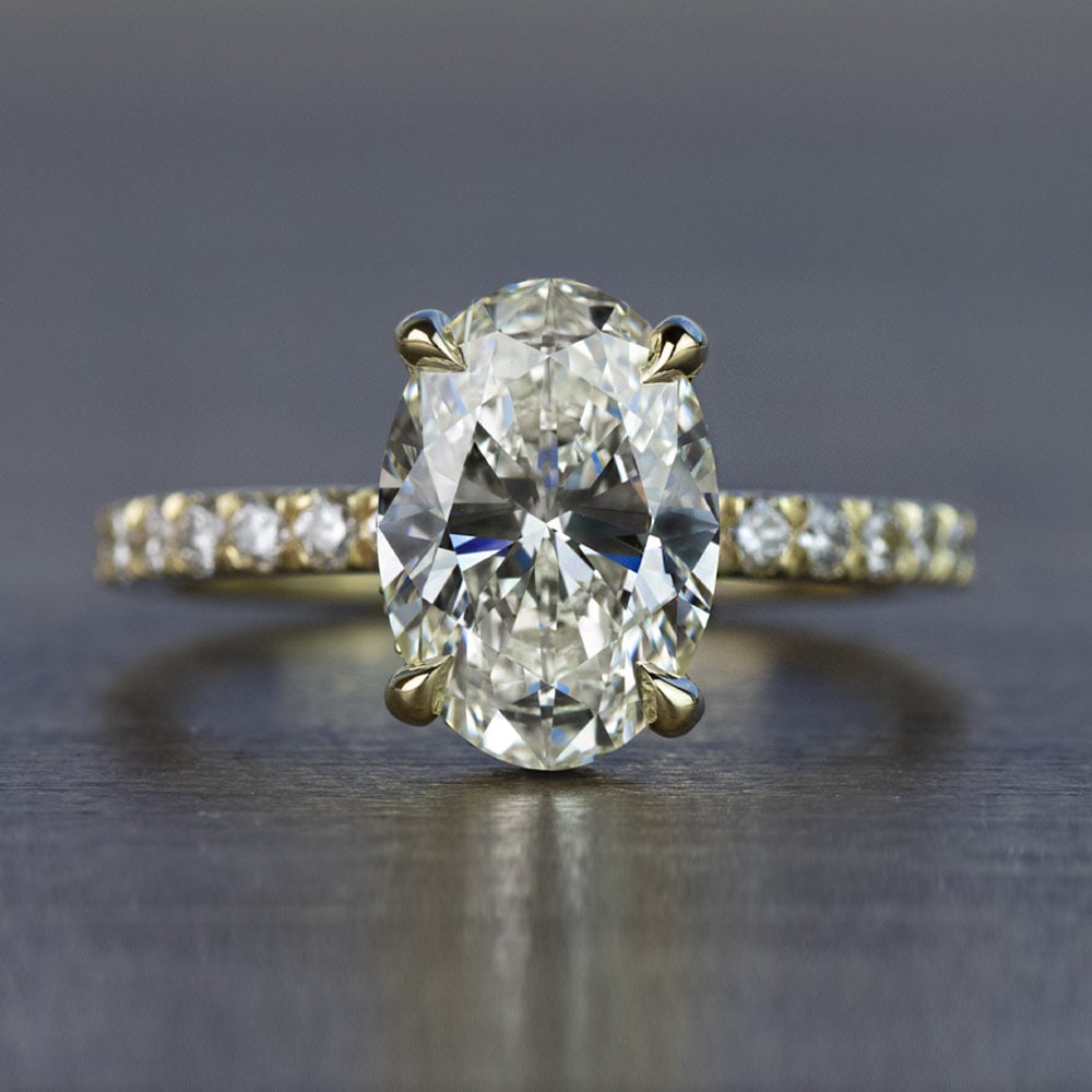 Custom 2.50 Carat Oval Diamond Hidden Halo Engagement Ring