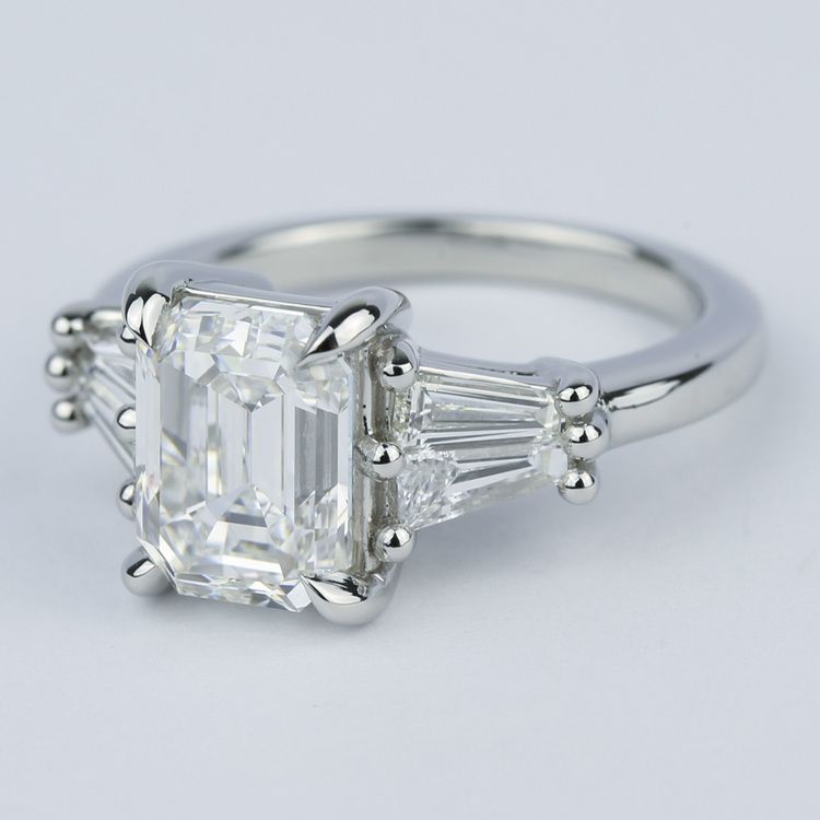 Custom Double Baguette Emerald Diamond Ring