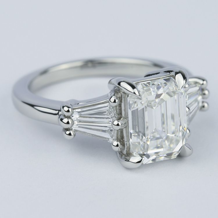 Custom Double Baguette Emerald Diamond Ring